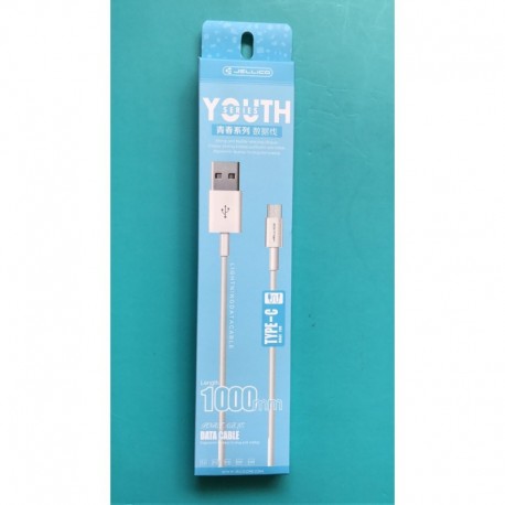 Jellico Youth USB Type-C 1M Dátový kábel - Biele