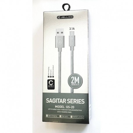 Jellico GS-20 Sagitar USB Type-C 2M Dátový kábel - Strieborné