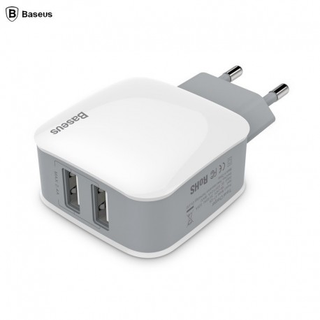 Baseus 2xUSB 2.4A Letour Sieťová nabíjačka - Biela/Šedé