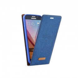 Apple iPhone 5/5s/SE Canvas flipové puzdro - Modrý